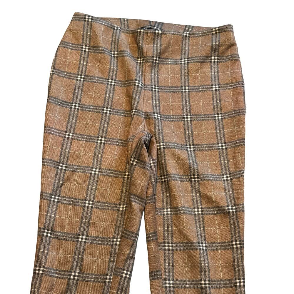 Rachel Zoe White Tan Brown Plaid Pull On Elastic Legging Pant size S - Picture 2 of 6
